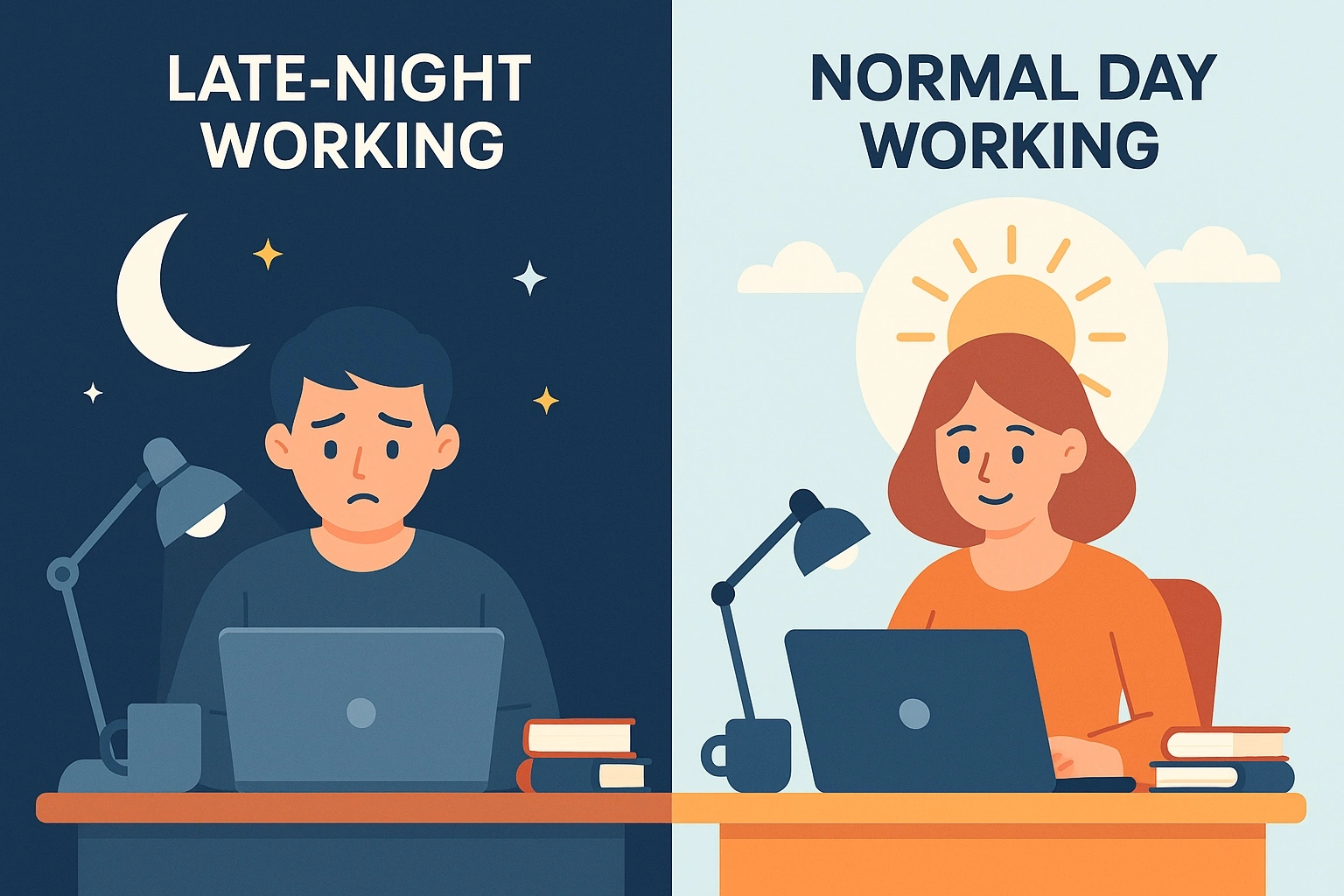 Late-Night Working vs. Normal Day Working